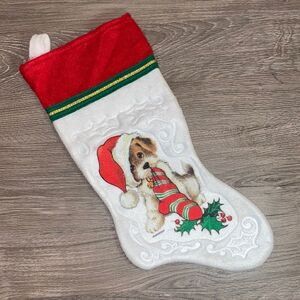 Vintage Felt Dog Christmas Stocking